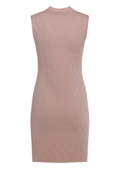 FF Logo-Embossed Knit Dress - Pink