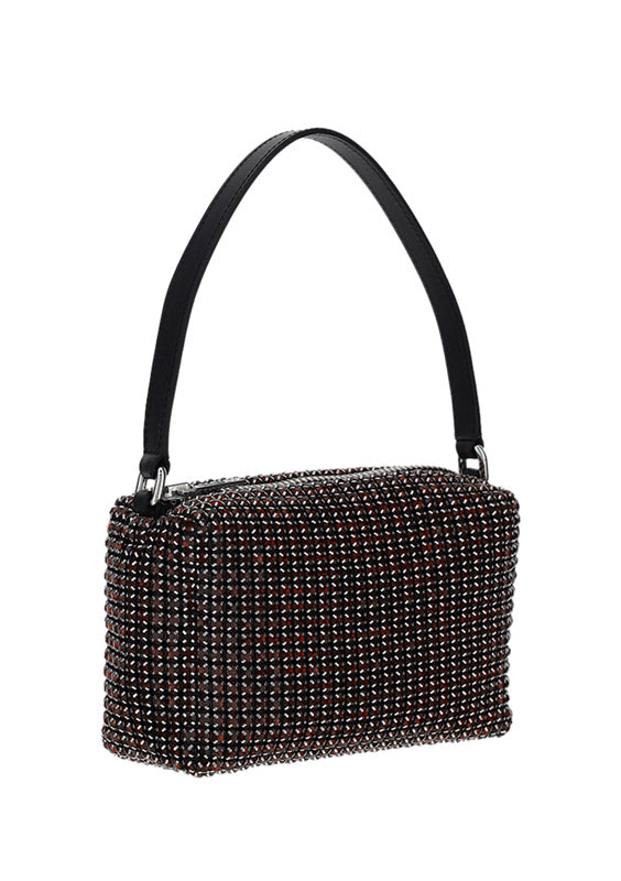 Heiress Medium Pouch in Rhinestone Mesh - Black