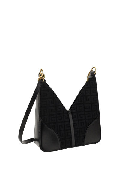 Mini Cut Out Bag in 4g eEmbroidered Canvas With Chain - Black