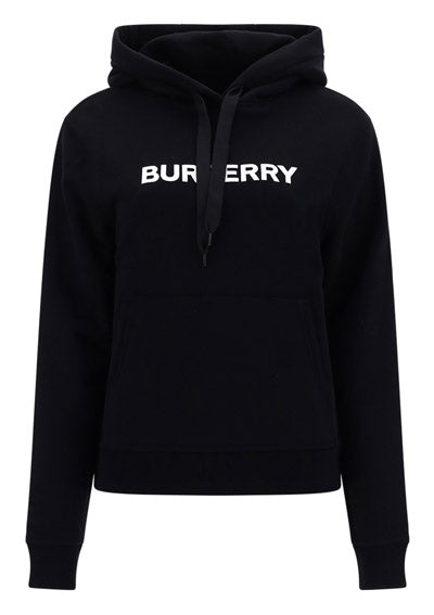 Logo Print Cotton Oversized Hoodie - Black