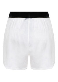 Solid Silk Satin Boxer Shorts - White