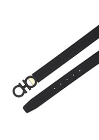 Reversible And Adjustable Gancini Belt - Black / Blue Marine