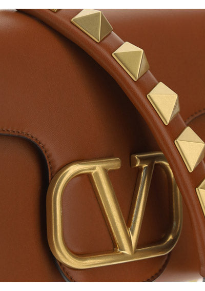 Stud Sign Nappa Shoulder BAg - Brown