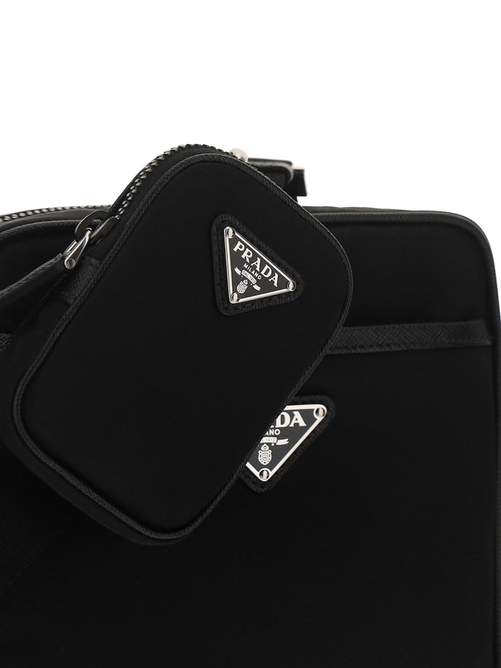 Re-Nylon and Saffiano Leather Shoulder Bag - Black