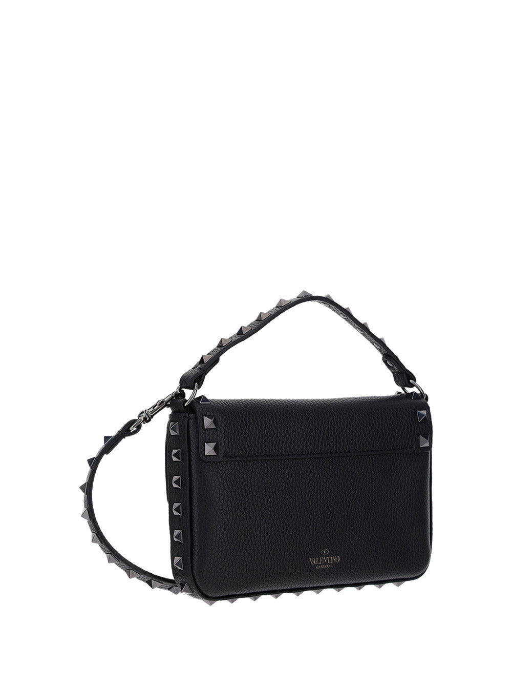 Black Rockstud Calfskin Pouch Crossbody Bag - Black