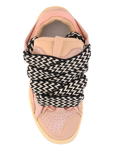 Leather Curb Sneakers - Pink.