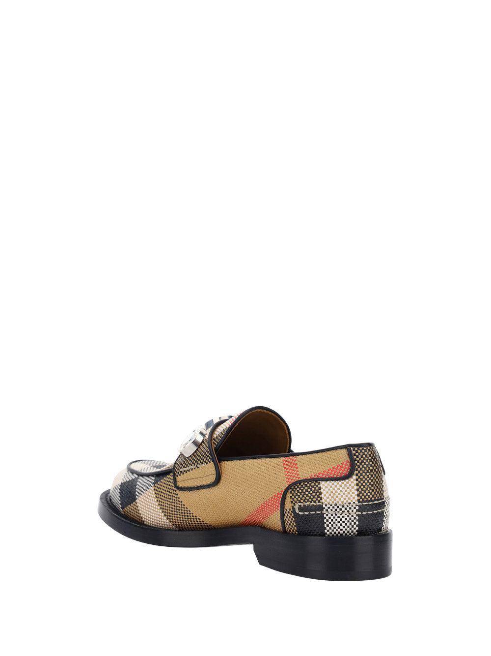 Logo Detail Check Raffia Loafers - Archive Beige