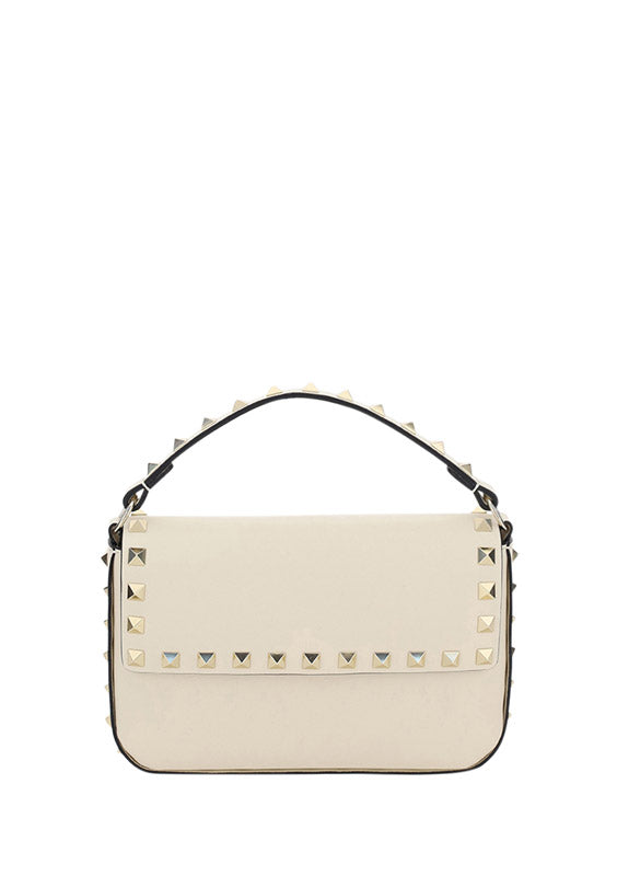 Rockstud Calfskin Pouch Crossbody Bag - Ivory.