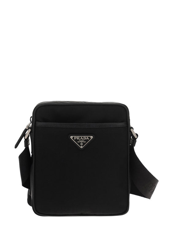 Re-Nylon and Saffiano Leather Shoulder Bag - Black