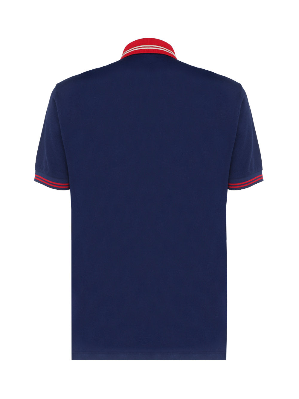 Cotton Piquet Polo with Interlocking G - Navy / Red