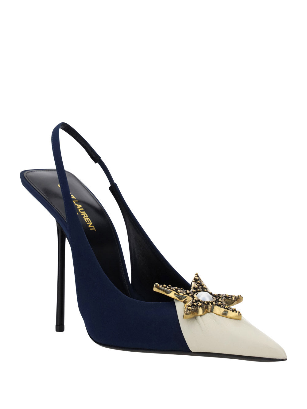 Volver Slingbacks In Crepe the Chine And Leather - Navy