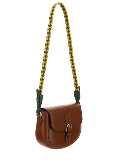 Small Shoulder Bag with Logo - Brown