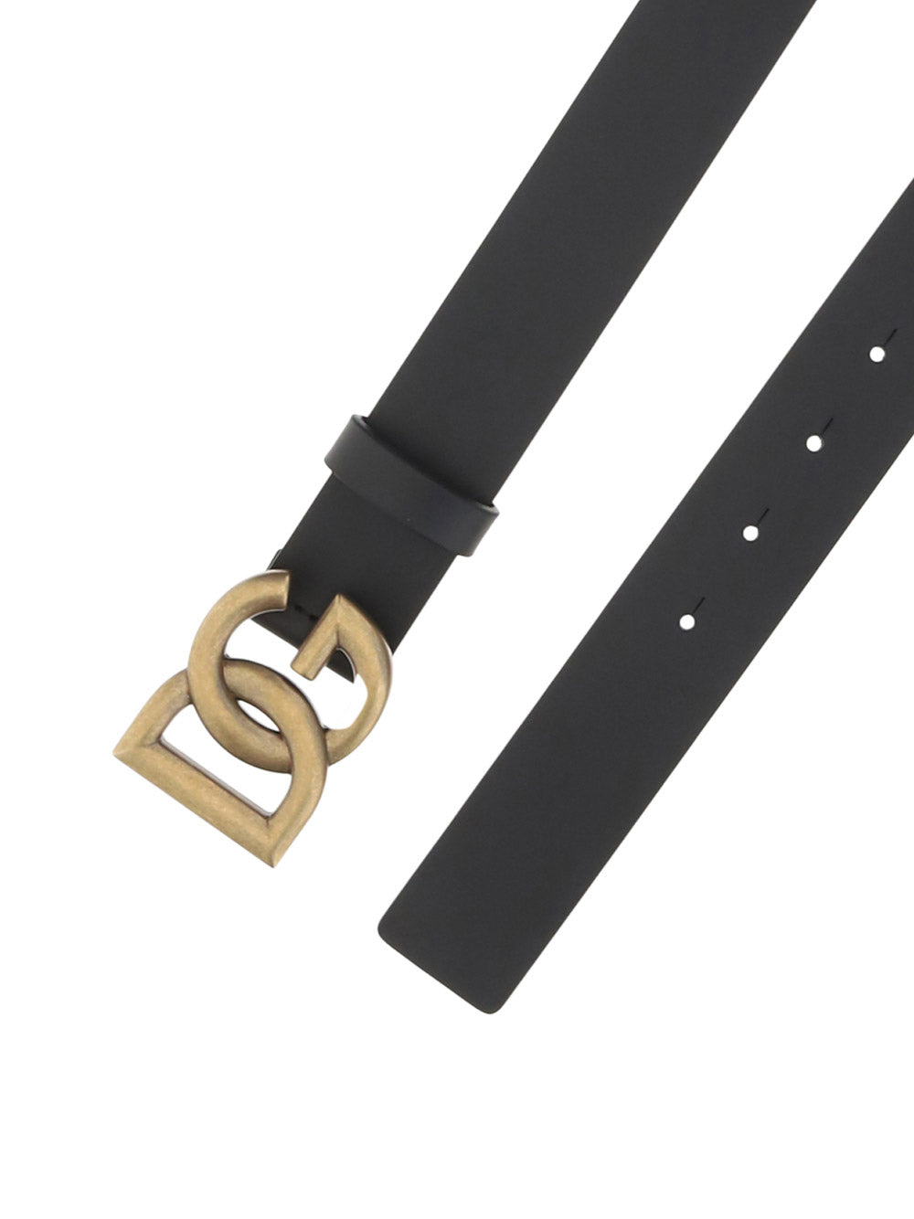 Lux Leather Belt With Crossover DG Logo Buckle - Black