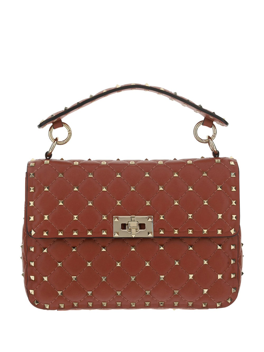 Medium Rockstud Spike Nappa Leather Bag - Gingerbread