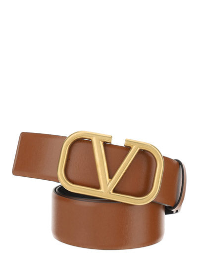 Vlogo Signature Calfskin Belt - Saddle Brown