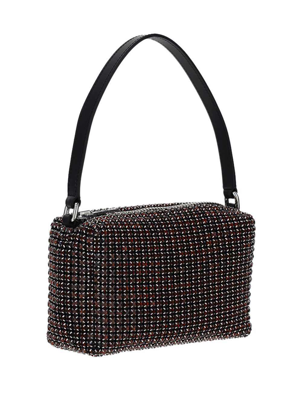 Heiress Medium Pouch in Rhinestone Mesh - Black