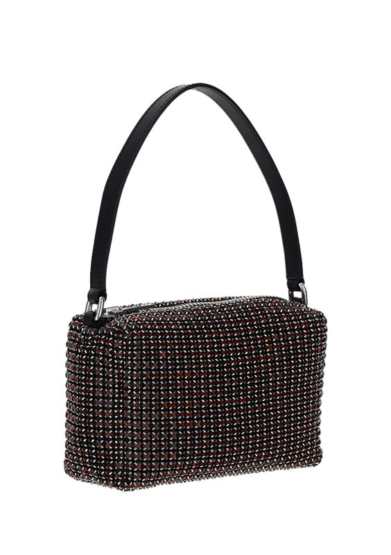 Heiress Medium Pouch in Rhinestone Mesh - Black
