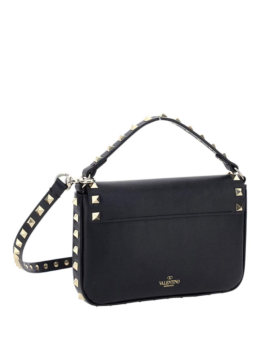 Rockstud Calfskin Pouch Crossbody Bag - Black