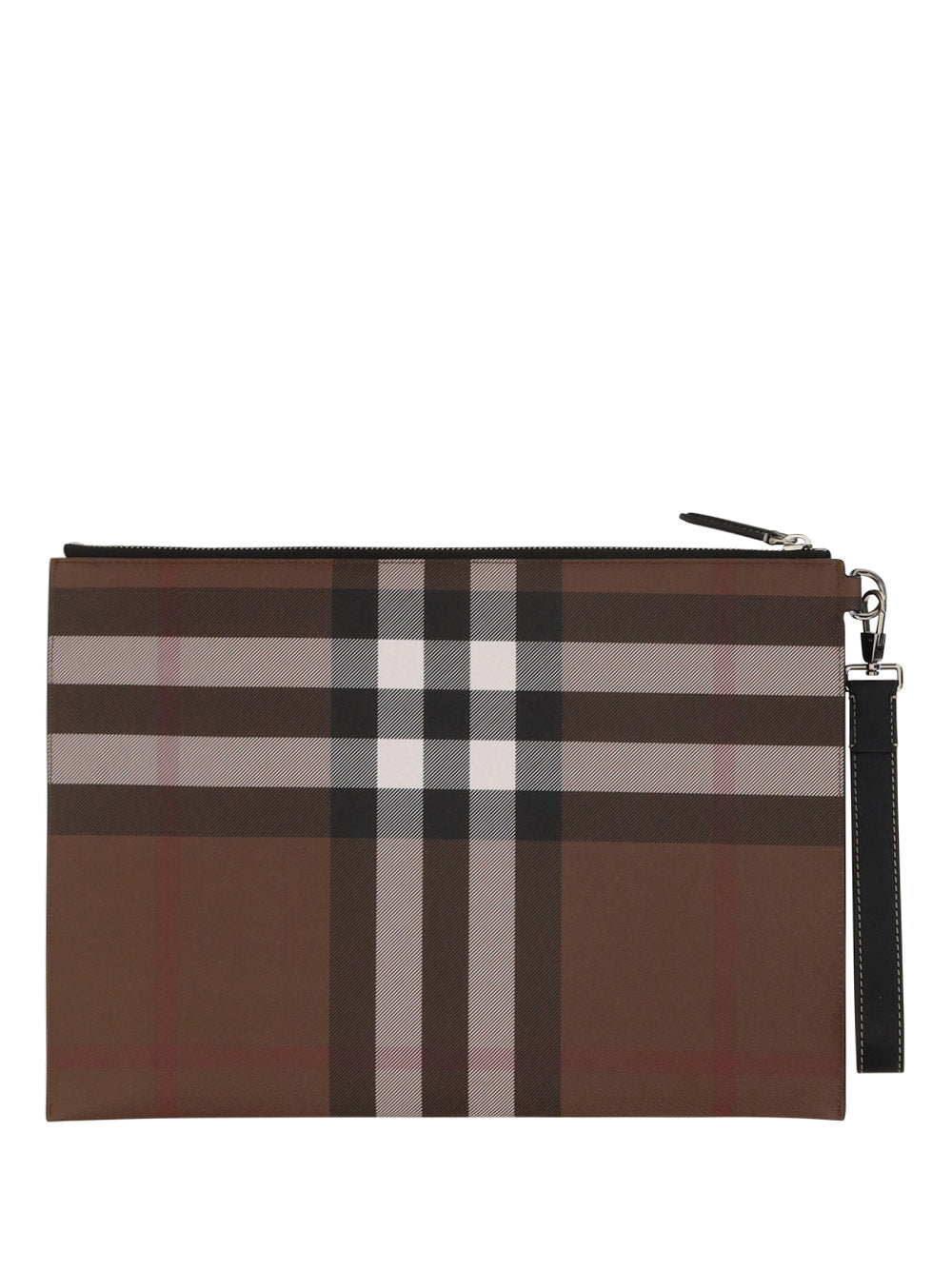 Vintage Check and Leather Zip Pouch - Birch Brown