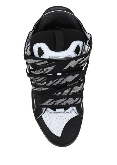 Leather Curb Sneakers - Black