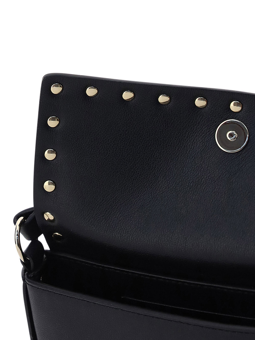 Rockstud Calfskin Pouch Crossbody Bag - Black