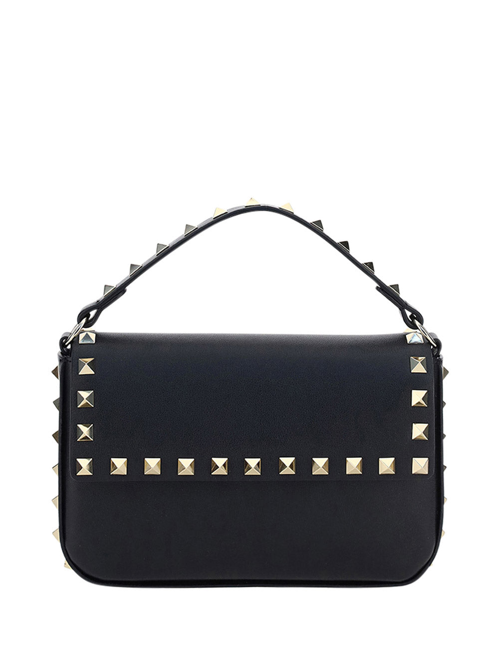 Rockstud Calfskin Pouch Crossbody Bag - Black