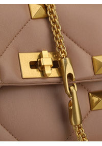 Large Roman Stud The Shoulder Bag In Nappa With Chain - Poudre