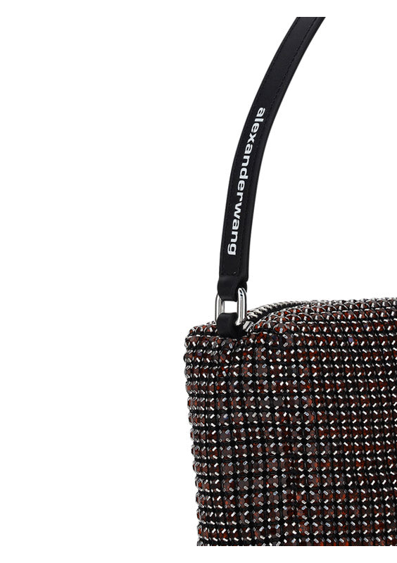 Heiress Medium Pouch in Rhinestone Mesh - Black