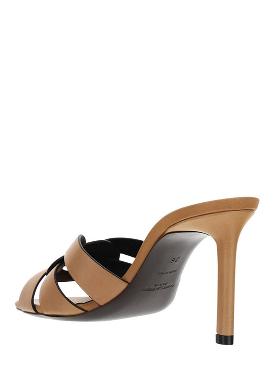 Tribute Heeled Mules In Vegetable-Tanned Leather - Marron Gold