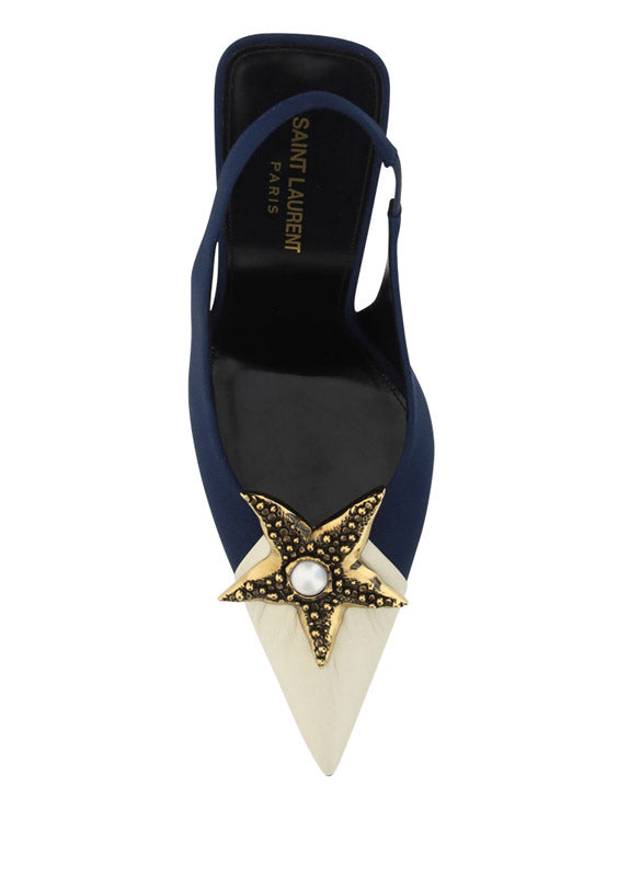 Volver Slingbacks In Crepe the Chine And Leather - Navy