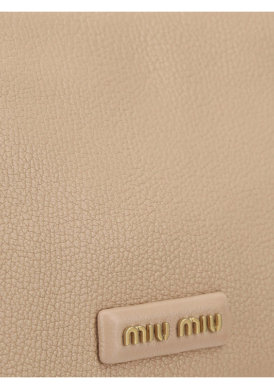Miu Spirit Madras Leather Bag - Beige