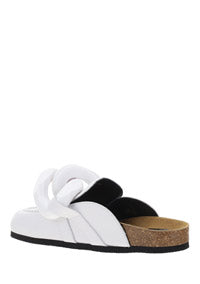Chain Loafer Mules - White