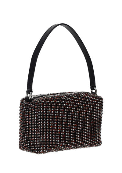 Heiress Medium Pouch in Rhinestone Mesh - Black