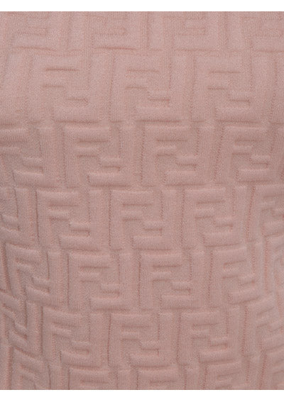 FF Logo-Embossed Knit Dress - Pink