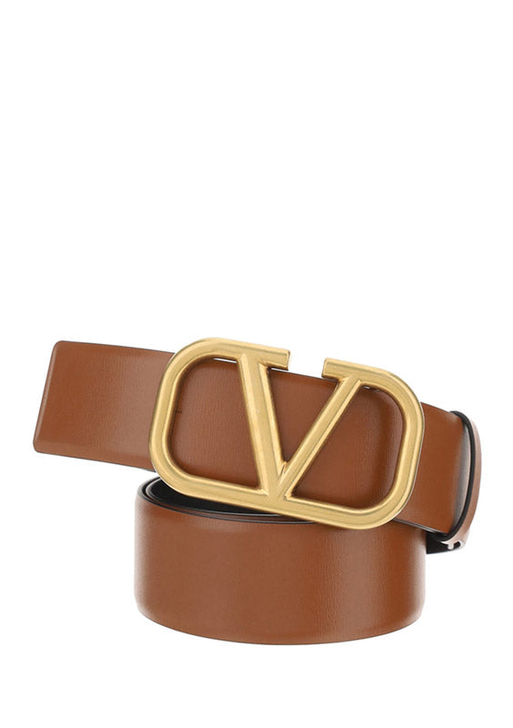 Vlogo Signature Calfskin Belt - Saddle Brown