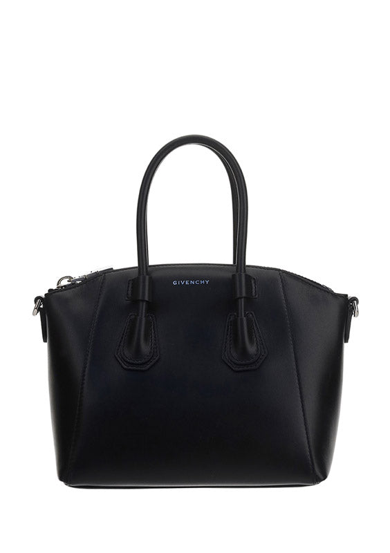 Mini Antigona Sport Bag In Leather - Black