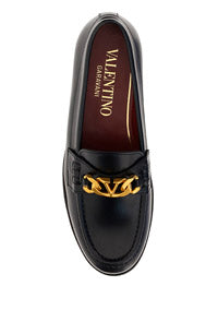 VLogo Chain Calfskin Loafer - Black