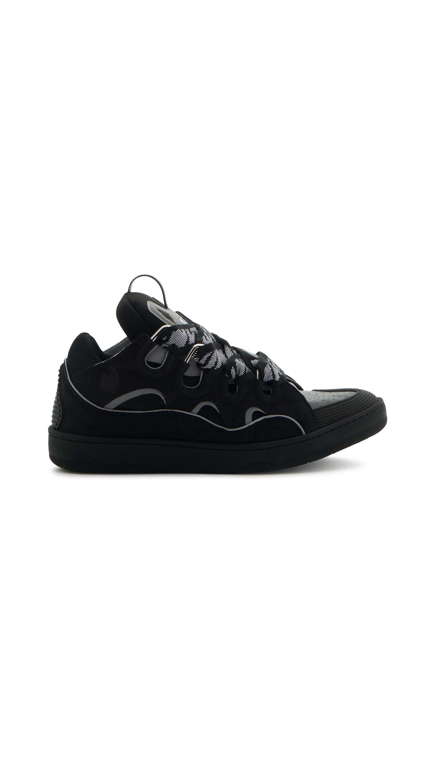 Leather Curb Sneakers - Black