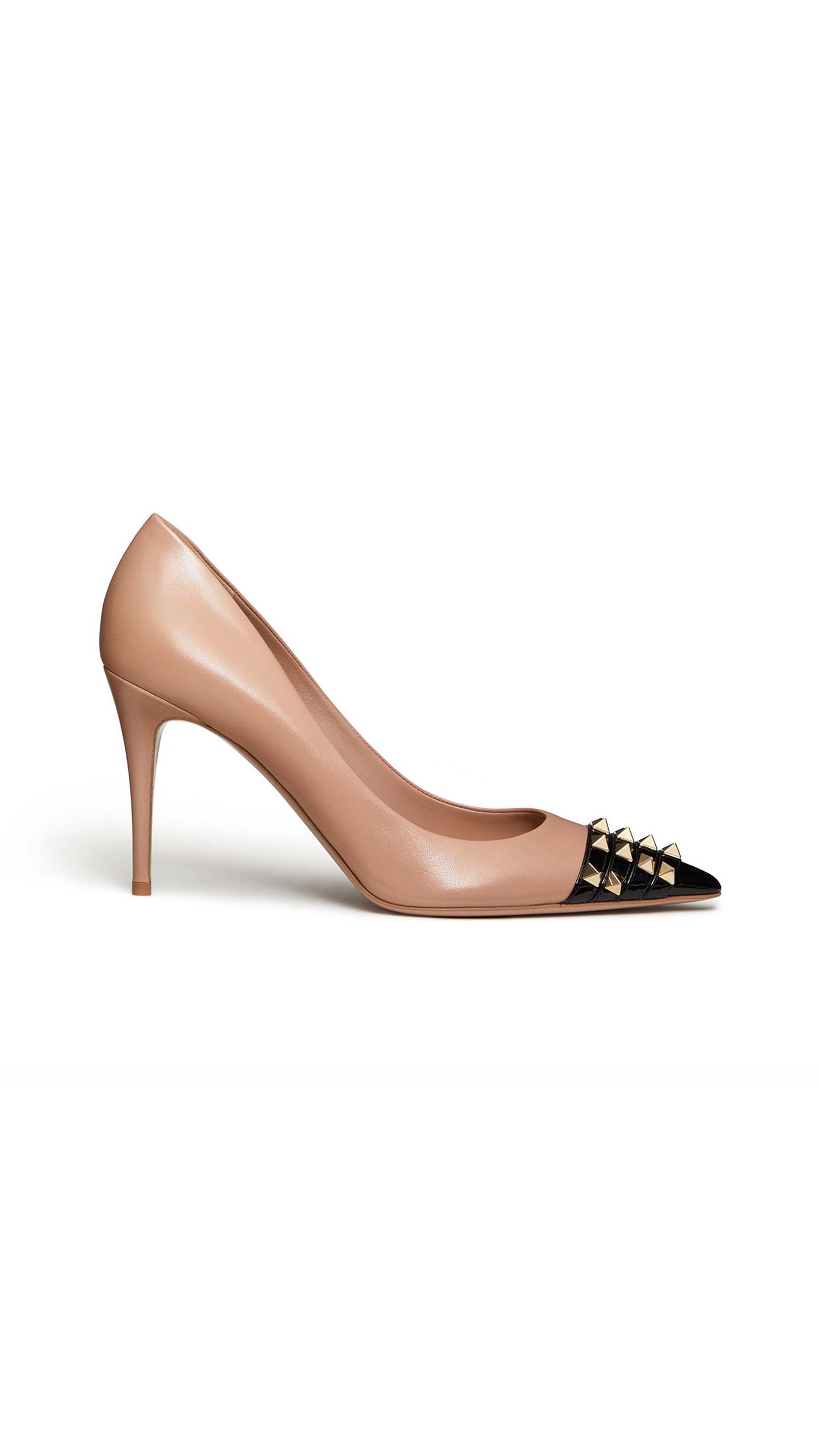 Rockstud Alcove Kidskin And Patent-Leather Pump 90 MM - Nude / Black