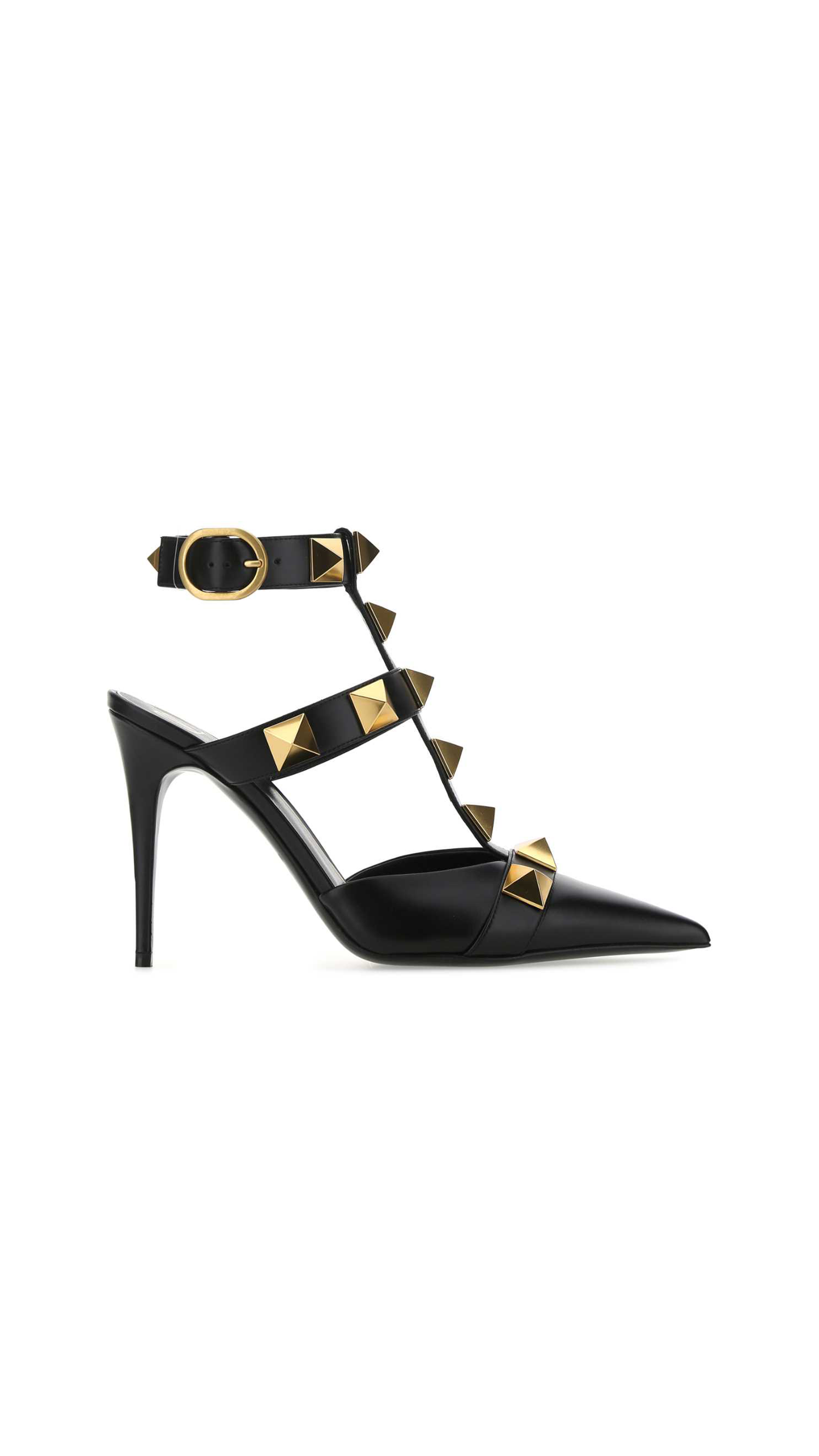 Roman Stud Calfskin Pumps - Black
