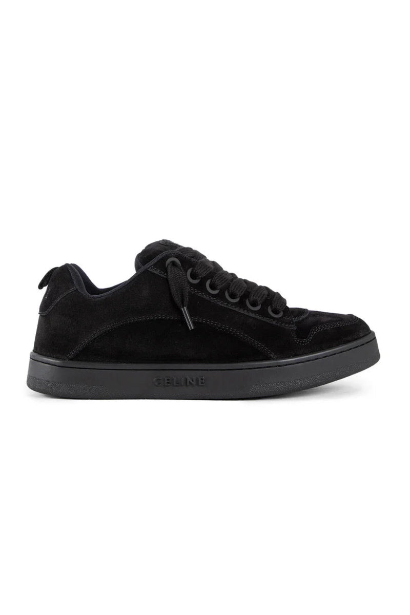 Celine Huntington Low Lace-up Sneaker In Suede Calfskin and Mesh - Black