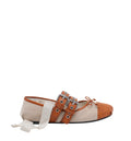 Canvas and leather ballerinas