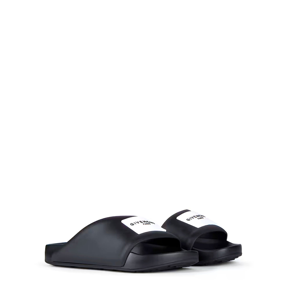 Label flat mules in rubber