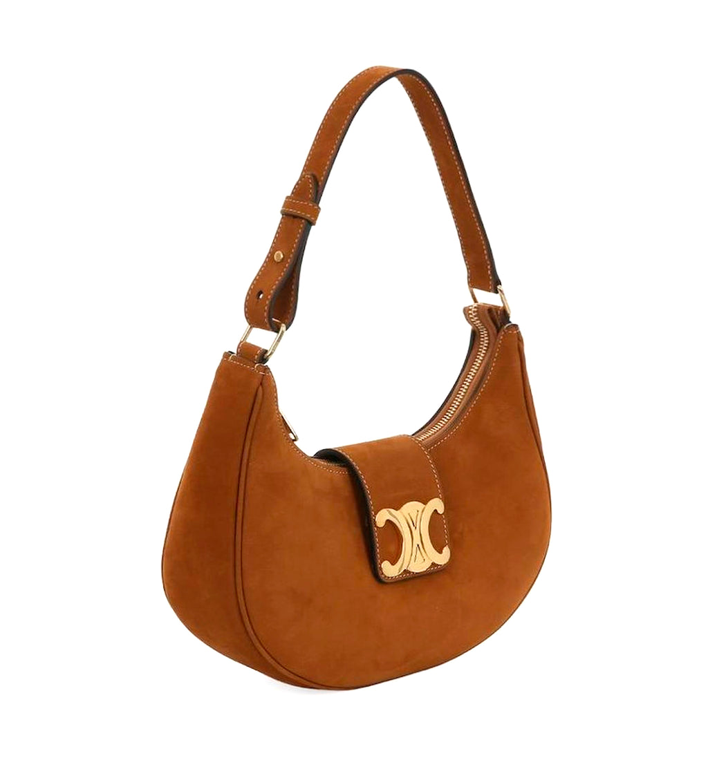 Ava Medium Triomphe Suede Shoulder Bag