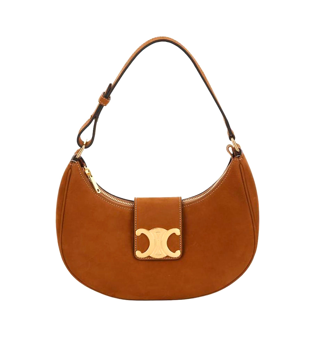 Ava Medium Triomphe Suede Shoulder Bag
