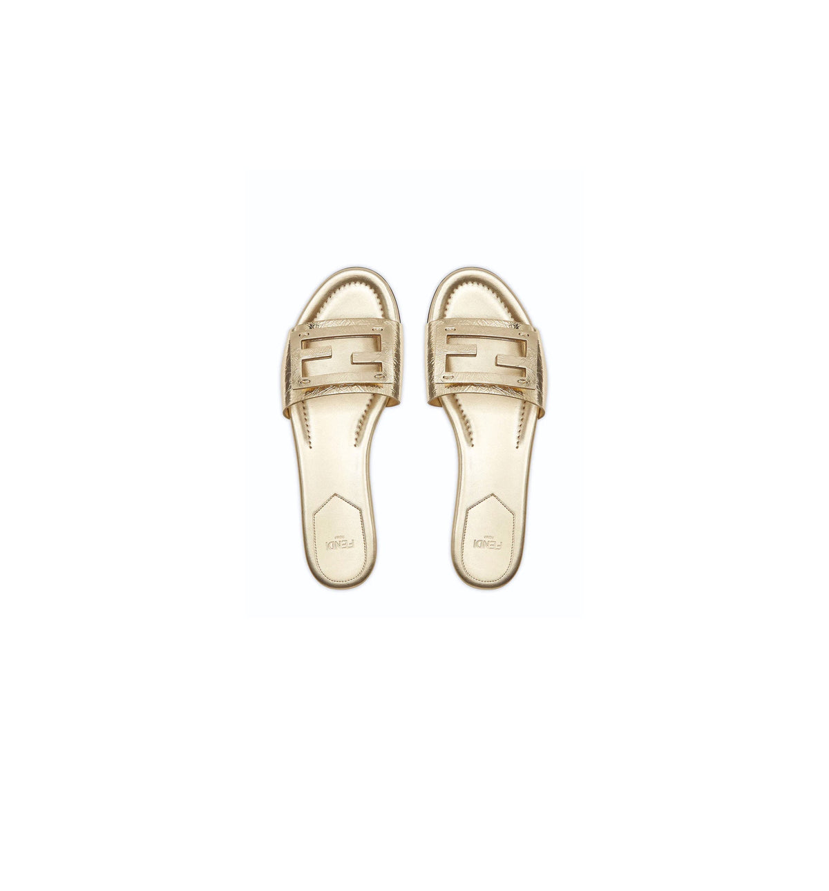 Baguette Nappa Leather Slides - Gold
