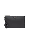 Re-Nylon and Saffiano Leather Pouch