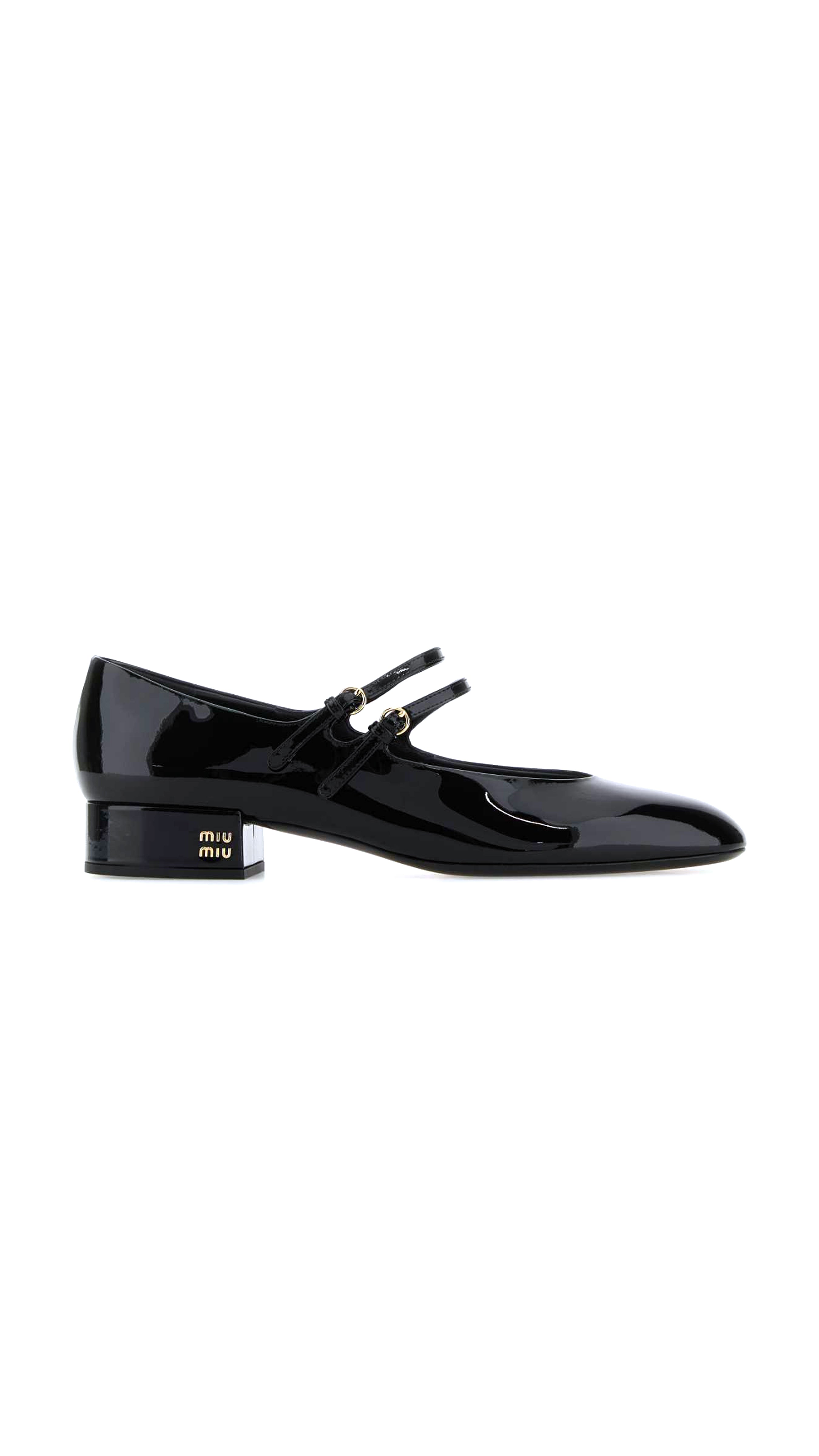 Patent Leather Slingback Pumps With Buckles - Black