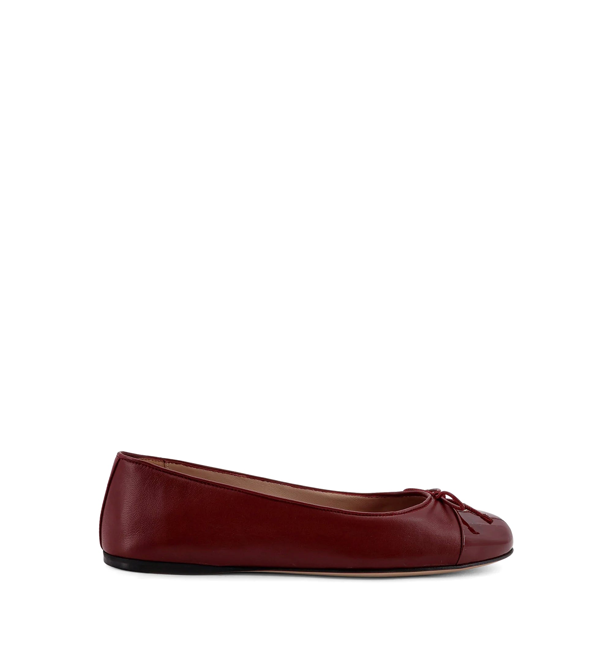 Leather Ballerinas With Patent Leather Details