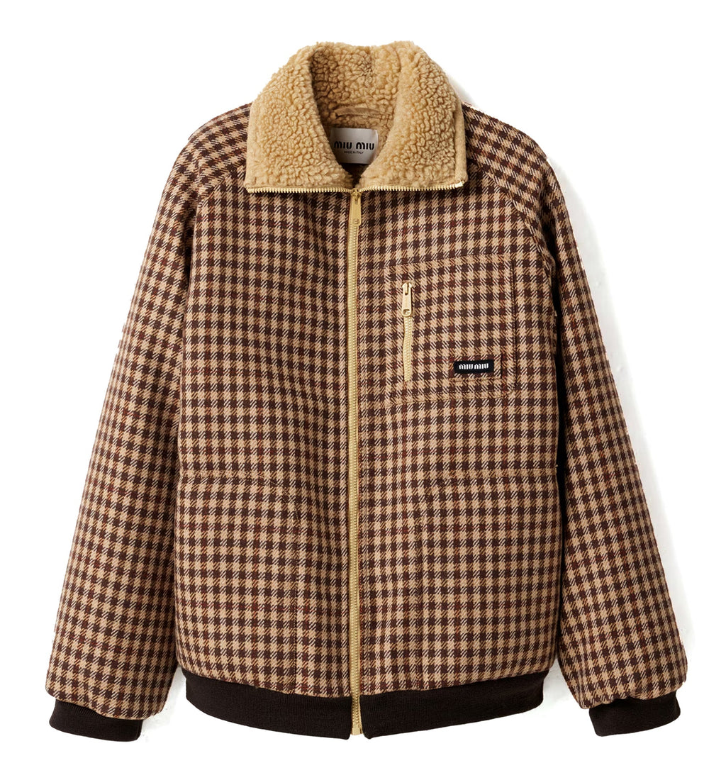 Fleece-lined Checked Blouson Jacket